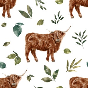 Neutral Highland Cow Baby Crib Blanket, Farm Nursing Pillow Cover, Newborn, Lounge Cover, Cow Crib Sheet, Farm Muslin Swaddle, Changing Pad