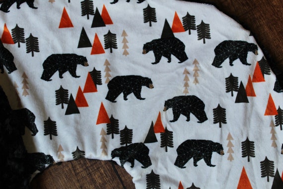 Bears Nursing Pillow Slipcover Woodland Nursery Blue Handmade From NonToxic USA Cotton/Minky 