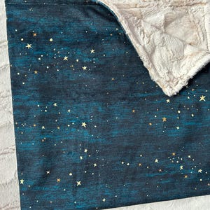 LOVEY, QUICK SHIP, Minky Night Sky Baby Blanket, Neutral Baby Shower Gift, Moon and Stars Lovey, Starry Night Sky Crib Bedding, Boy Lovie