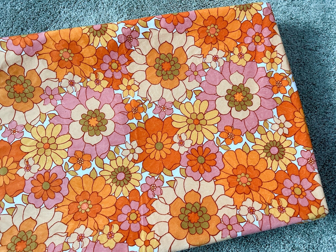 Minky Flower Power Baby Blanket, Retro Crib Bedding, Nursing Pillow