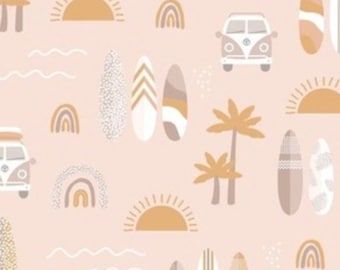 Ropa de cuna estilo bohemio playero, manta rosa para bebé con estampado de surf, peluche arcoíris, arrullo, funda para cambiador, regalo para recién nacido, almohada de lactancia, sábana para cuna