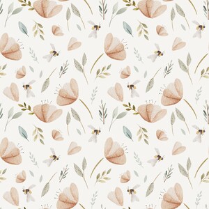 Wildflower & Bees Minky Blanket, Daisy Crib Bedding, Wildflower Meadow Newborn Girl Blanket, Changing Pad Cover, Swaddle, Baby Gift