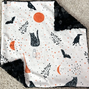 Baby Brewing Baby Blanket, Baby Bat Swaddle, Halloween Lovey, Girl Spooky Goth Crib Sheet, Fall Baby Gift, Moon Star Crib Bedding, Witch Cat