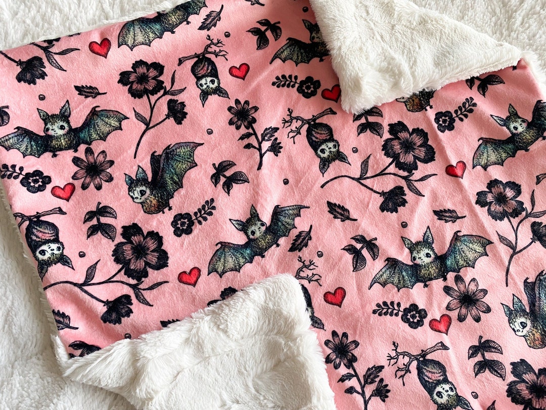 Halloween Baby Blanket, Baby Bat Crib Sheet, Swaddle, Gothic Girl Crib
