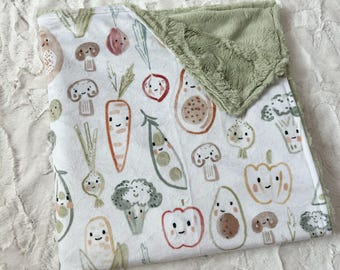 QUICK SHIP, LOVEY, Boho Veggies Crib Bedding, Spring Farm Baby Blanket, Soft Lovie,  Newborn Baby Gift, Vegetable Baby Neutral, Comfort