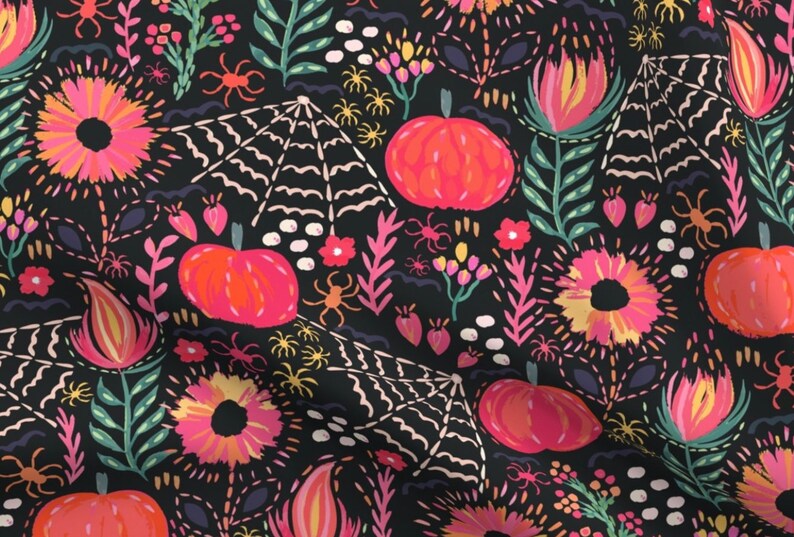 Pink Pumpkin Blanket, Minky Halloween Blanket Girl, Fall Floral Pumpkin Throw Blanket, Floral Crib Bedding, Toddler Halloween Blanket, Gift image 1