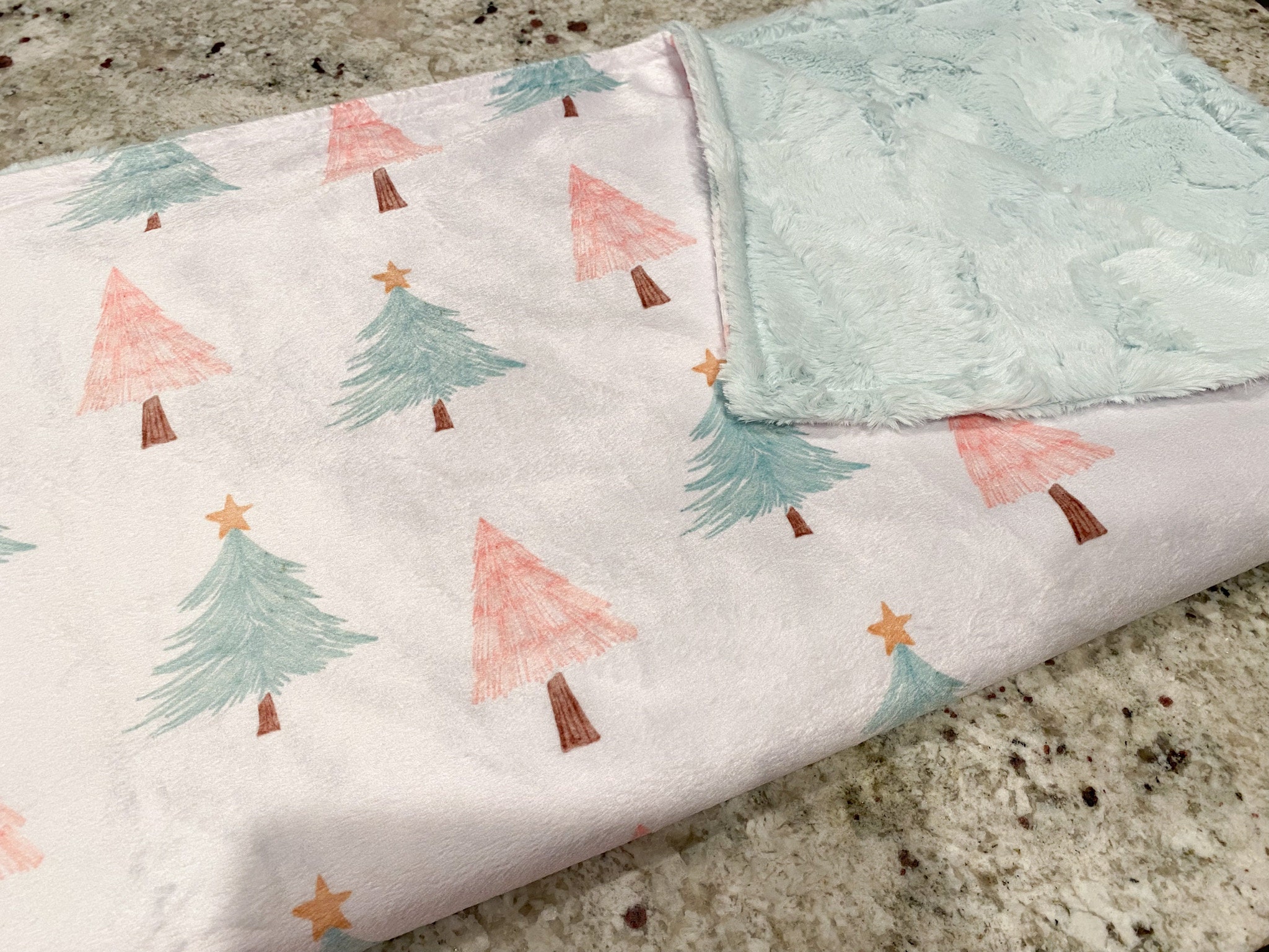 Pastel Christmas Baby Blanket Throw Blanket Pink Christmas Etsy