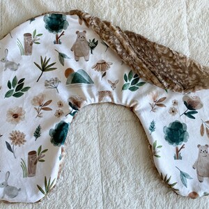 Minky Woodland Floral Baby Girl Nursing Pillow Cover, Neutral Floral Baby Crib Blanket, Boho Floral Bedding, Baby Shower Gift, Girl Mountain