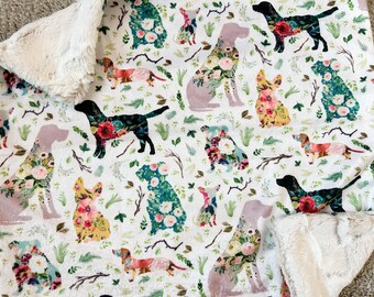 LOVEY, QUICK SHIP, Minky Dog Baby Blanket, Puppy Crib Bedding, Lab Lovey, Floral Lovey, Baby Girl Shower Gift, Soft Newborn Gift, Lovie