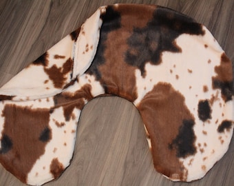 Soft Minky Cowboy Nursing Pillow Cover Faux Cow Fur Nursing Pillow Cover Cowgirl Western Newborn, Cowboy Baby Gift, Farm Cow Pillow Cover