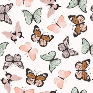 Pastel Butterfly Minky Blanket, Floral Crib Bedding, Butterfly Meadow Newborn Girl Blanket, Changing Pad Cover, Swaddle, Baby Gift