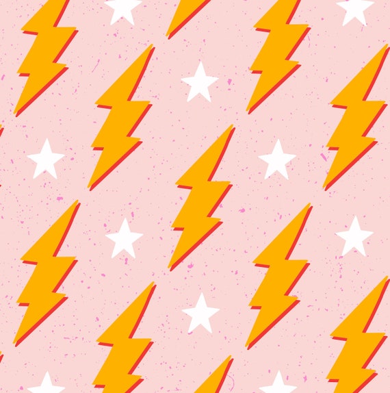 Preppy Lightning Bolts & Stars Crib Bedding, Girl Power Baby Blanket, Changing Pad Cover, Fitted Crib Sheet, Pink Throw Blanket, Swaddle