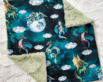Manta de cuna Night Dragons, suave Minky, con diseño de luna y estrellas, ideal para recién nacidos, envío rápido.