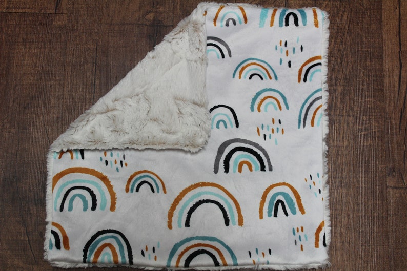 Minky Neutral Rainbow Throw Blanket Rainbow Crib Sheet Etsy