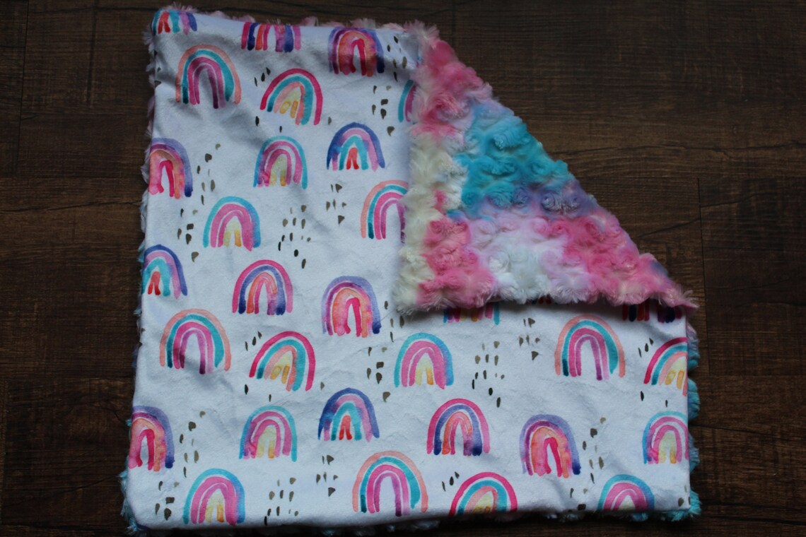 Minky Watercolor Rainbow Baby Blanket Rainbow Baby Crib Etsy