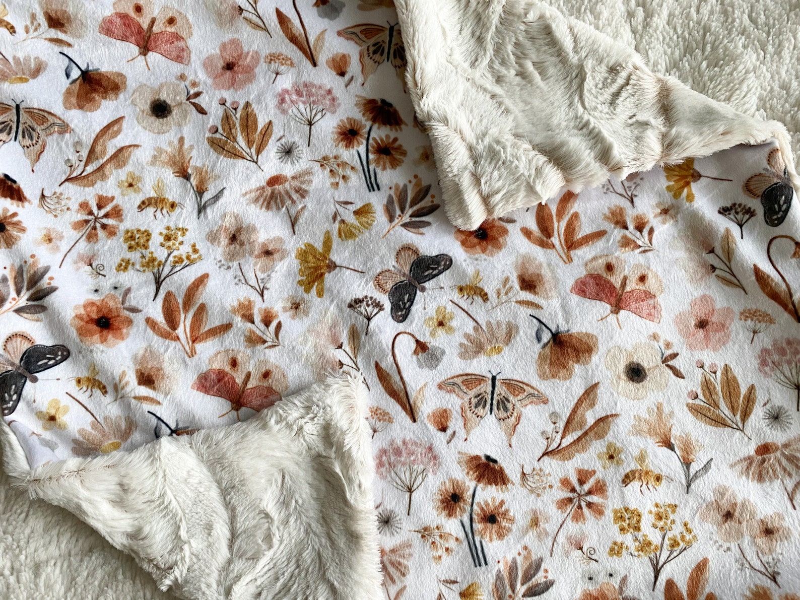 LOVEY QUICK SHIP Wildflower and Butterfly Minky Blanket Etsy