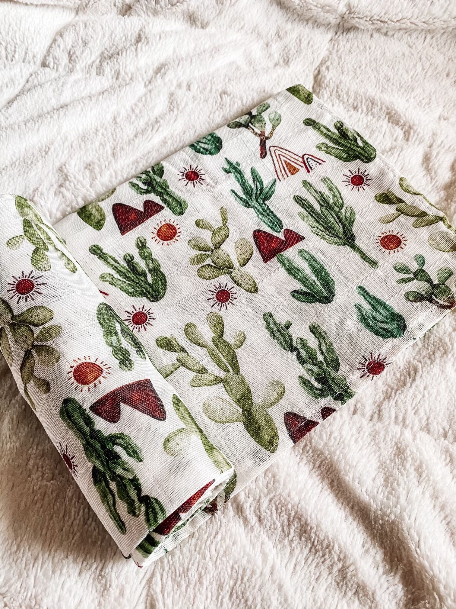 Muslin Western Cactus Baby Blanket Neutral Muslin Swaddle Sun Rainbow Baby Swaddle Rainbow Blanket Cactus Swaddle Mountain Swaddle