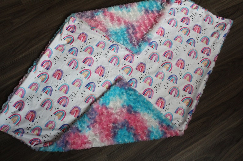 Minky Watercolor Rainbow Baby Blanket Rainbow Baby Crib Etsy