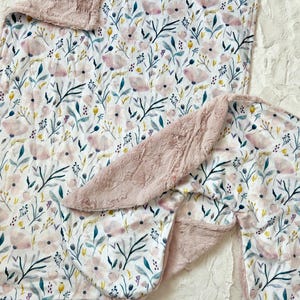 READY TO SHIP, Minky Pastel Floral Nursing Pillow Cover, Baby Blanket, Girl Shower Gift, Pink Floral Crib, Butterfly Meadows, Woodland