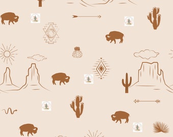 Minky Western Buffalo Baby Blanket, Bison Crib Blanket, Western Crib Bedding, Baby Shower Gift, Boho Aztec Buffalo Baby, Cowboy Baby Nursery