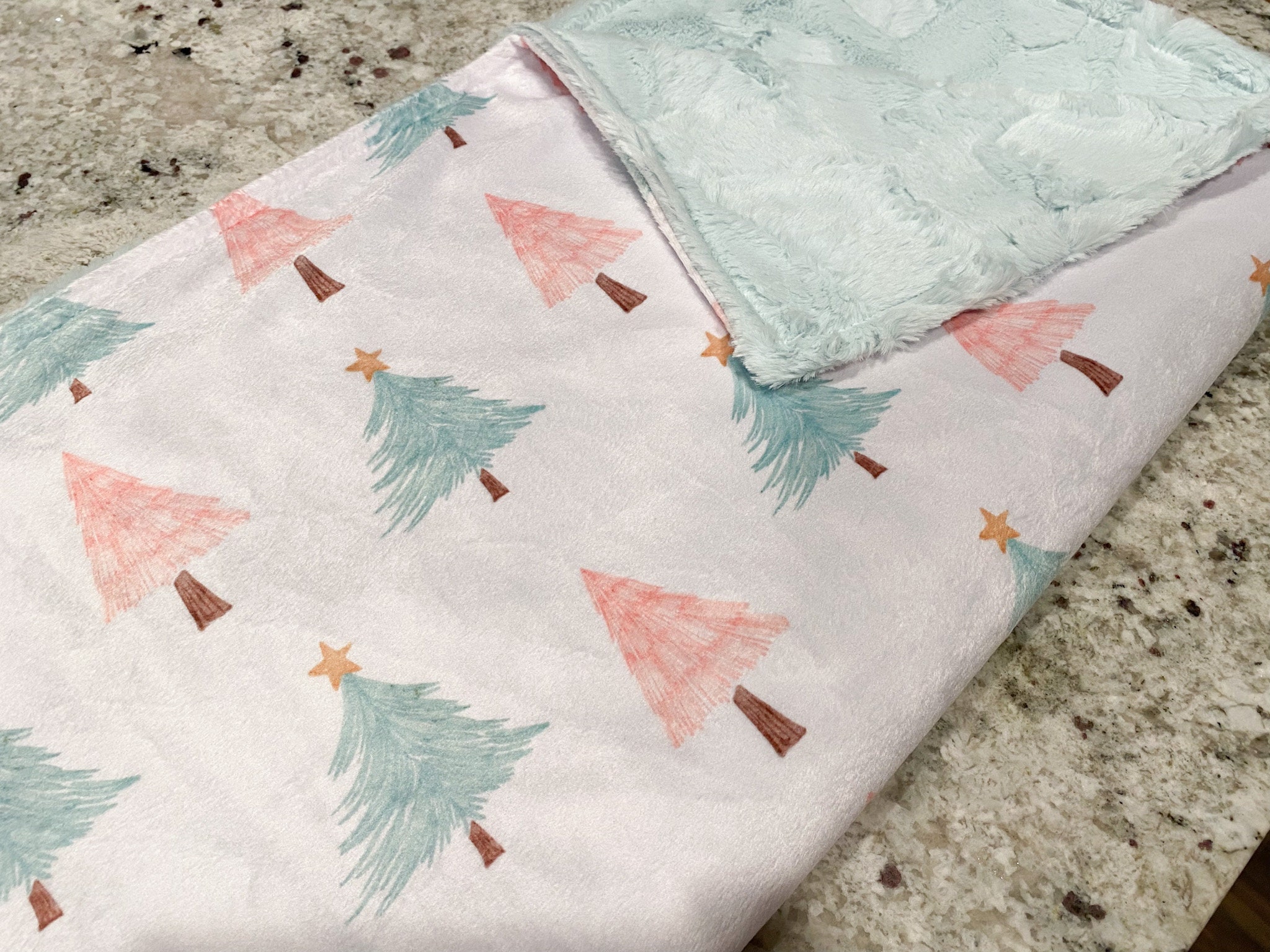 Pastel Christmas Baby Blanket Throw Blanket Pink Christmas Etsy