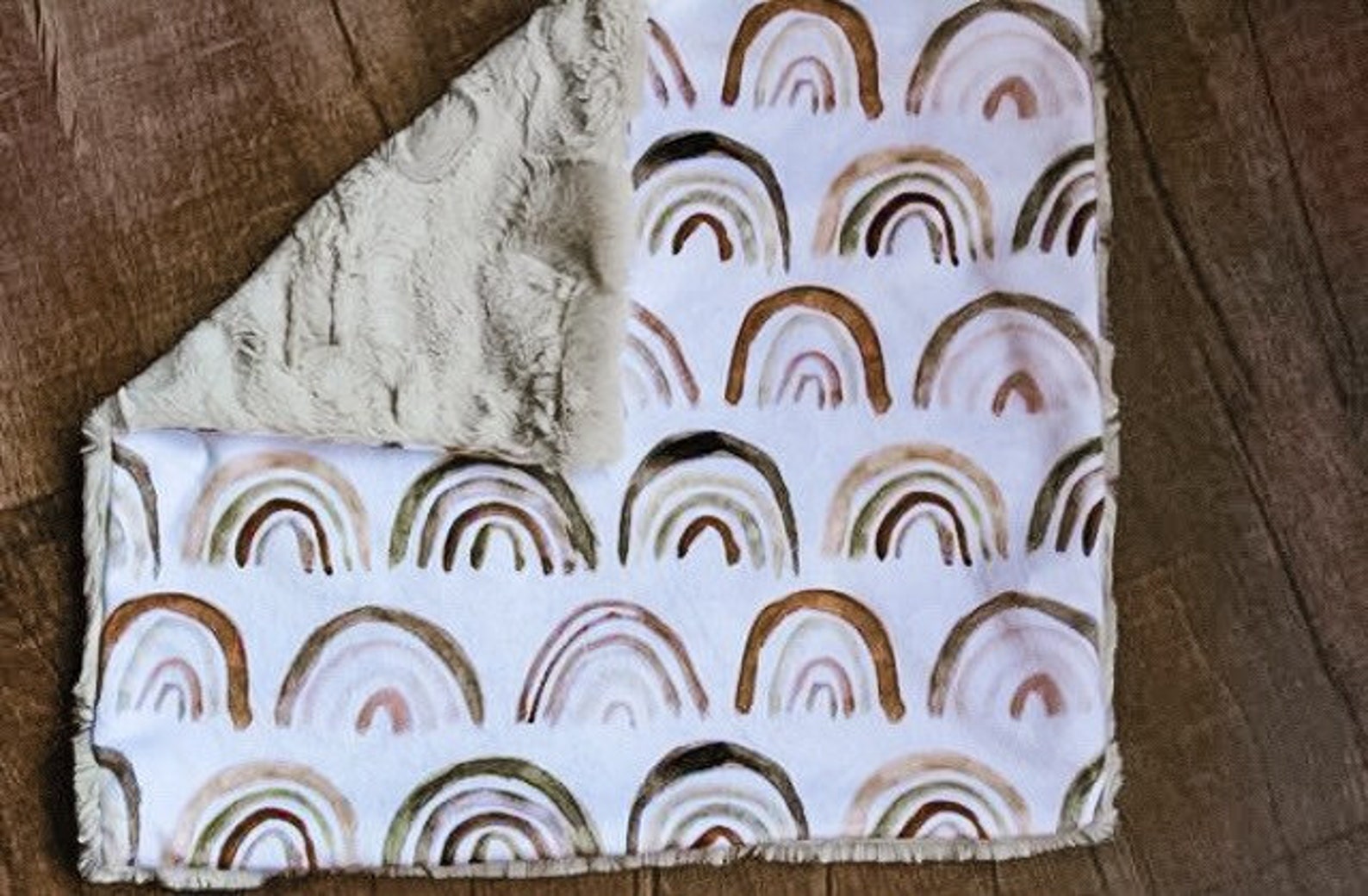 Minky Neutral Rainbow Baby Crib Blanket Mauve Rainbow Crib Etsy