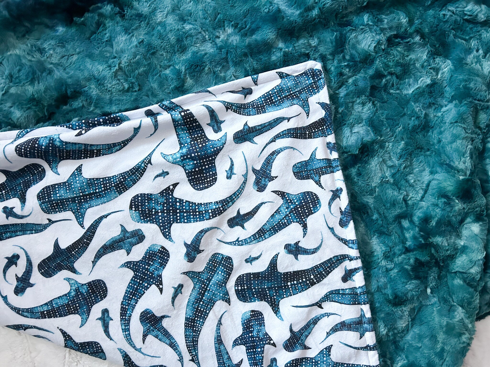 Sailfish 30x40 Sherpa-backed Minky Blanket