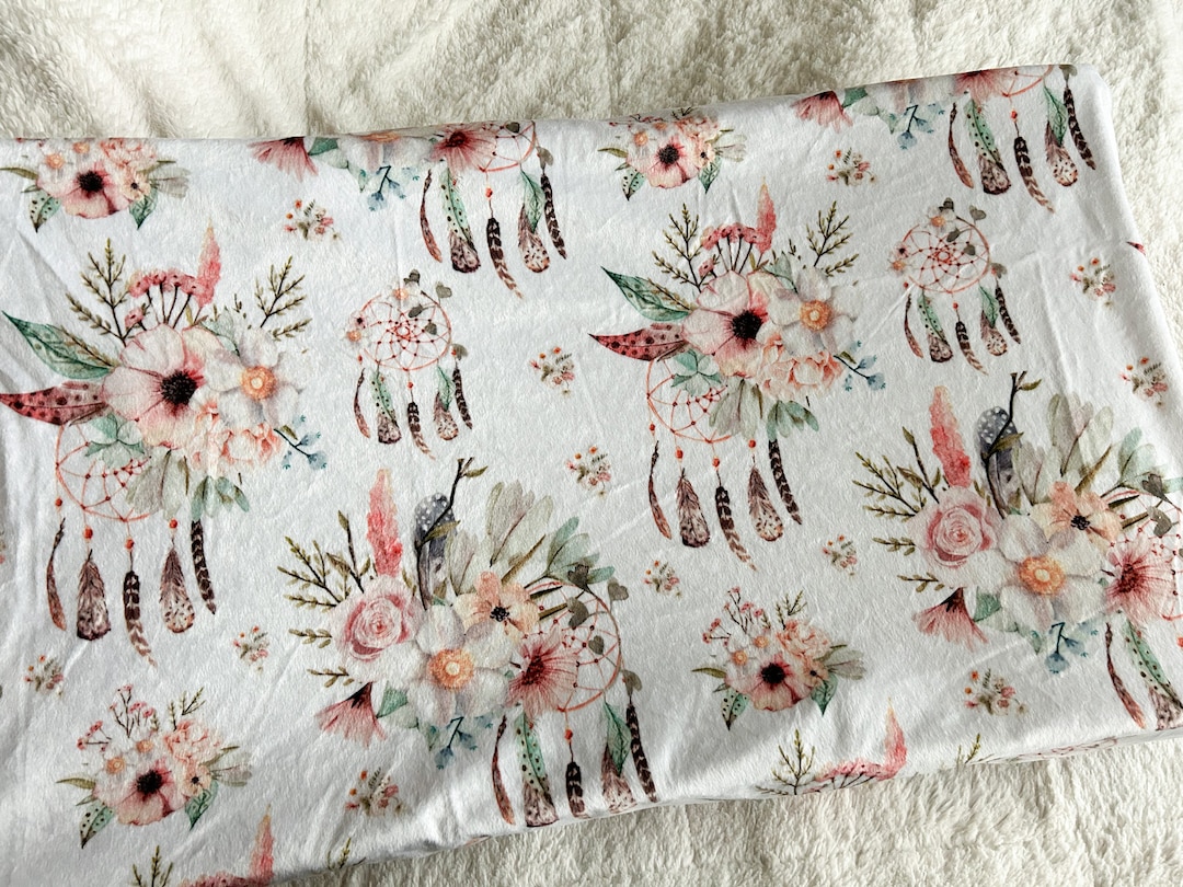 Minky Boho Dreamcatcher Changing Pad Cover, Nursing Pillow Cover, Baby