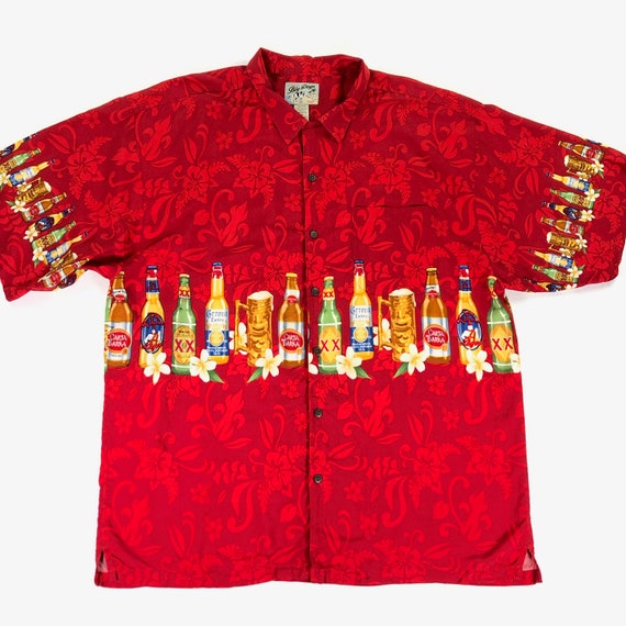 beer button up shirt