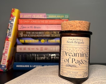 Dreaming of Pages Candle – Book Lover Gift | Bookish Candle for Readers | Cozy Reading Candle, Literary Home Decor, Book Club Gift