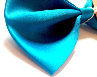 The Sapphire | Teal Satin Dog Bow Tie