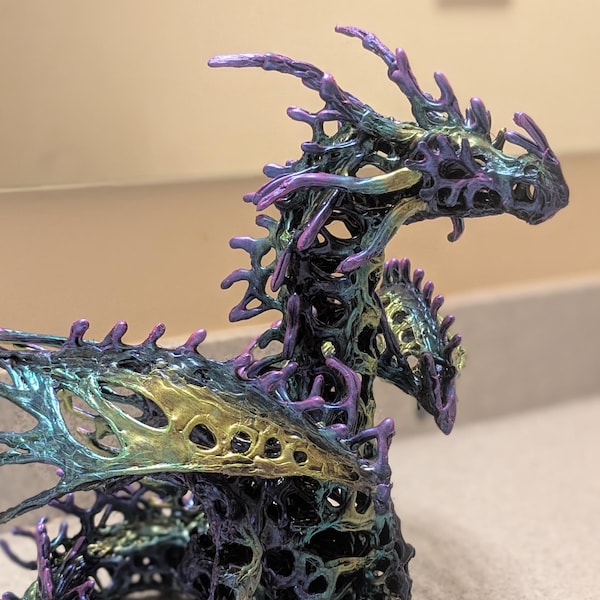 Figurine de dragon magique corrompu - Bismuth - Unique en son genre