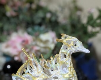 Corrupted Magic Swan Hot Glue Sculpture