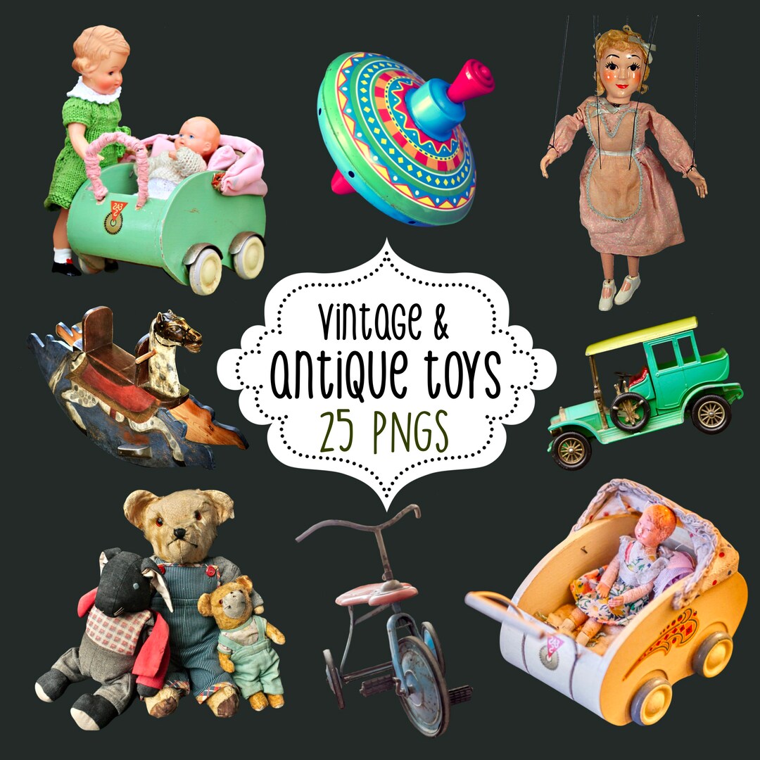 25 Antique Toys Clip Art Pngs, Commercial Use Included, Antique Toys