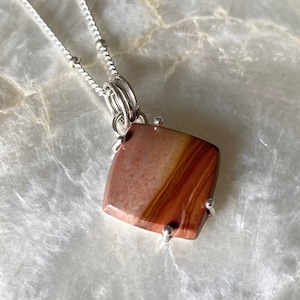 Desert Landscape! Extra Small Polychrome Jasper + Handmade Sterling Silver Pendant for Necklace