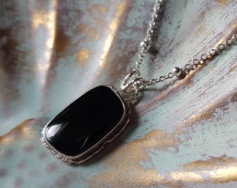 Extra Small Black Onyx | Sterling Silver Pendant for Necklace