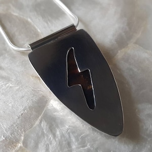 Lightening Bolt! Large Natural Pietersite Tigereye + Handmade Sterling Silver Pendent Necklace