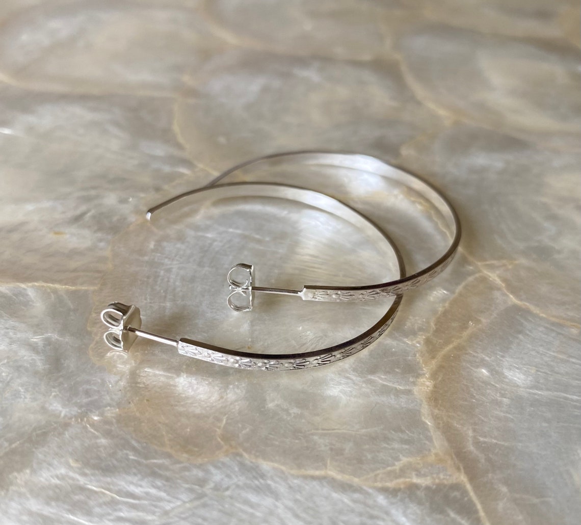 Large Ribbon Hoop Medal and Ribbon Hoops! Handmade Sterling Silver 1.5” Hoops - Etsy