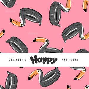 Toucan Poolmadrass - Rosa (Sömlös Digital Fil)