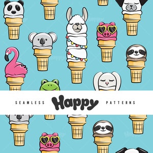 Animal Medley Eistüten - Himmelblau(Seamless Digital File)