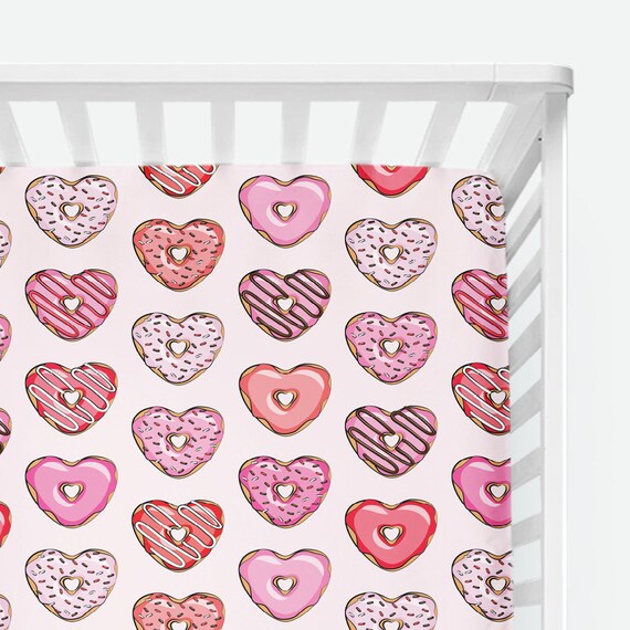 Heart Shaped Donuts On Lt Pink Fitted Crib Sheet Etsy