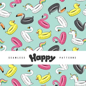All the Pool Floats - Light Teal(Seamless Digital File)