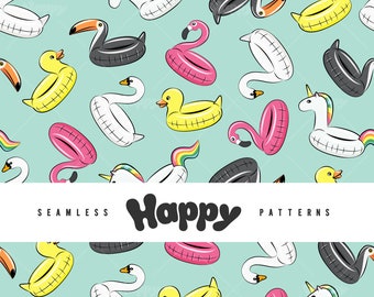 All the Pool Floats - Light Teal(Seamless Digital File)