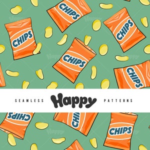 Påse med chips - Orange på sjögrönt (sömlös digital fil)
