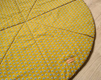 Rainbow baby play mat Mustard cotton play mat Baby padded play mat Nursery decor Baby shower gift Tummy time roundie Gender neutral gift