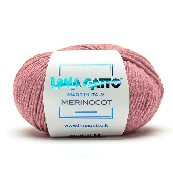 LANA GATTO Merinocot, Italian yarn, Merino yarn, Cotton yarn, knitting yarn