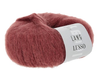 Lang Yarns Lusso : mélange de laine mérinos extrafine, de soie, de chameau (bébé) et de mohair (Superkid). 25 grammes. Fil doux. Fil de qualité supérieure