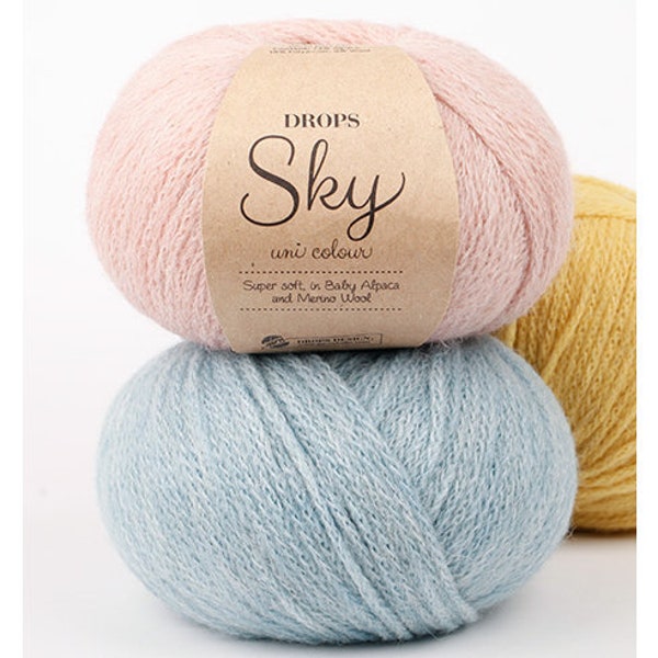 Drops Sky, DK weight alpaca and merino wool blend yarn for knitting