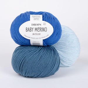DROPS Baby Merino Yarn, Soft 100% Merino Wool, Fine Weight, 50g Skein 175 Yards – Perfect for Baby Clothes, Knitting, Crochet & DIY Projects
