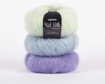 DROPS Kid Silk Mohair yarn, Kid mohair, DROPS Kid-Silk, Lace yarn, Mohair silk yarn, Knitting yarn, Yarn for knitting, Super kid mohair